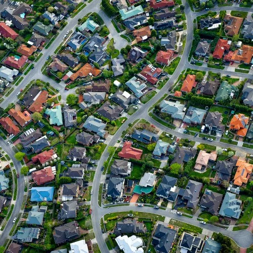 Aerial suburb view