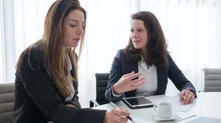 Two women talking