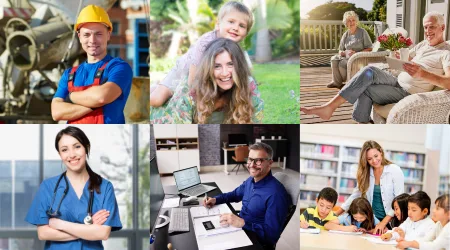 Six photos of people