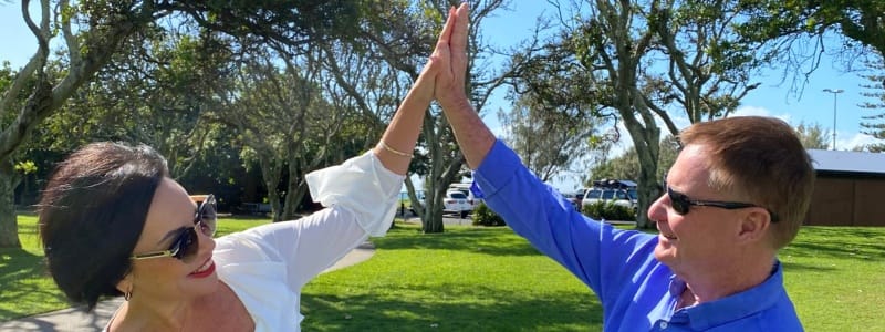 Hilary and Bob - high five