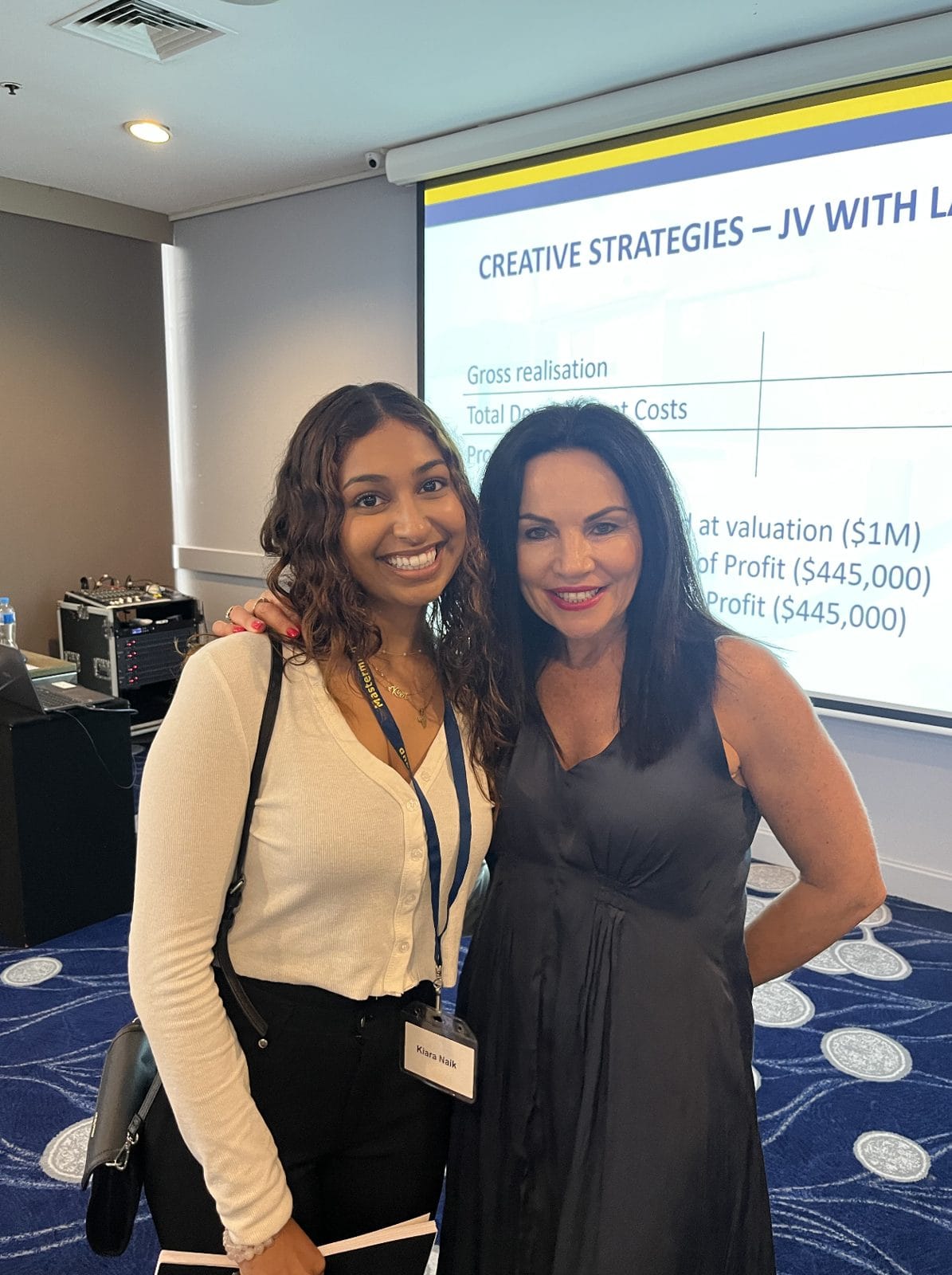 Hilary Saxton with an attendee at a previous joint venture session