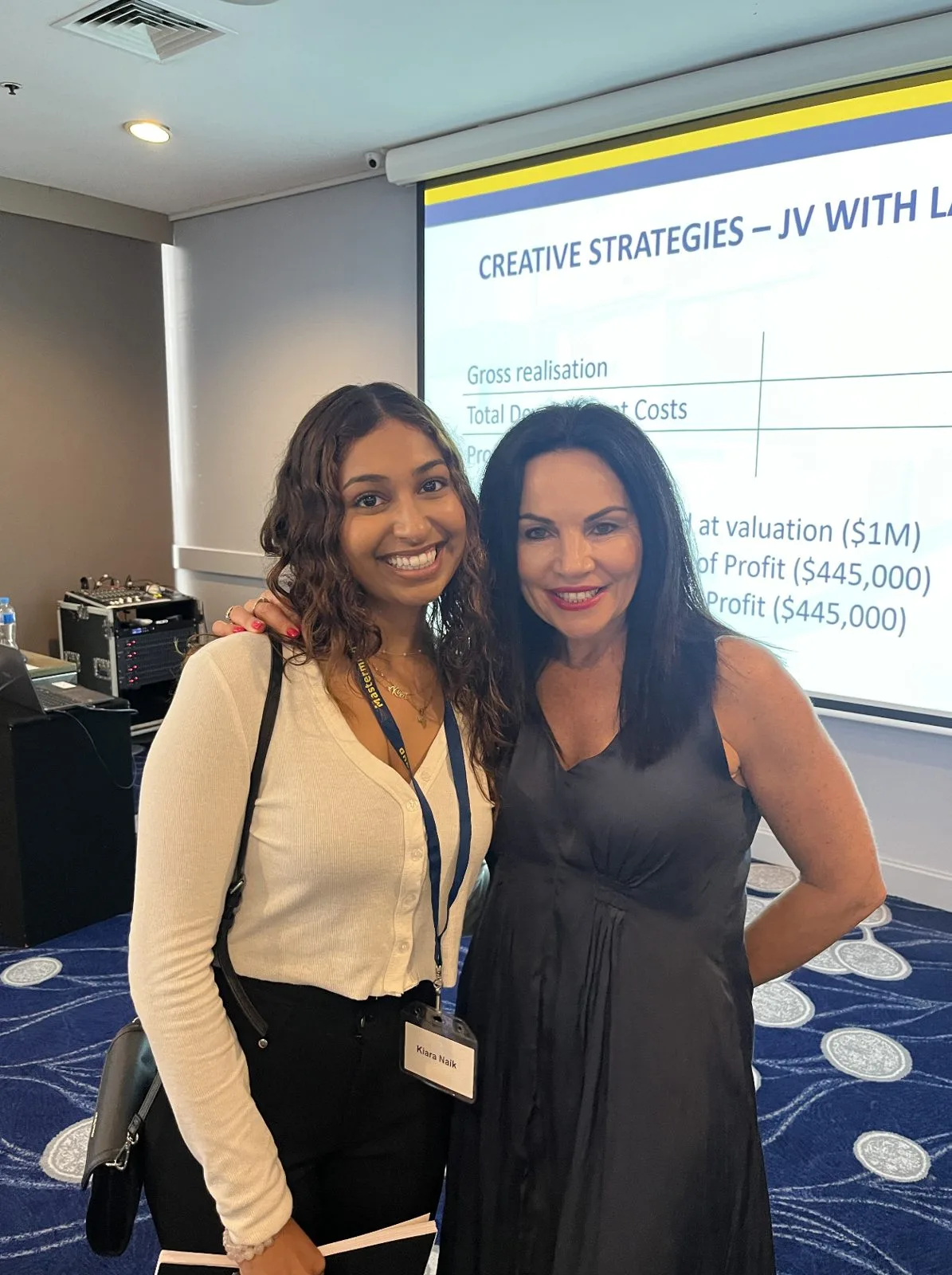 Hilary Saxton with an attendee at a previous joint venture session